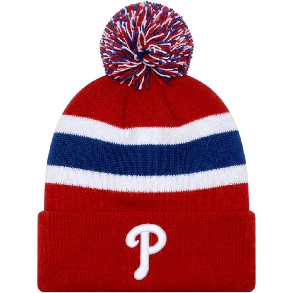 47 Brand Philadelphia Phillies Kids Striped Cuffed Pom Beanie Red Blue White